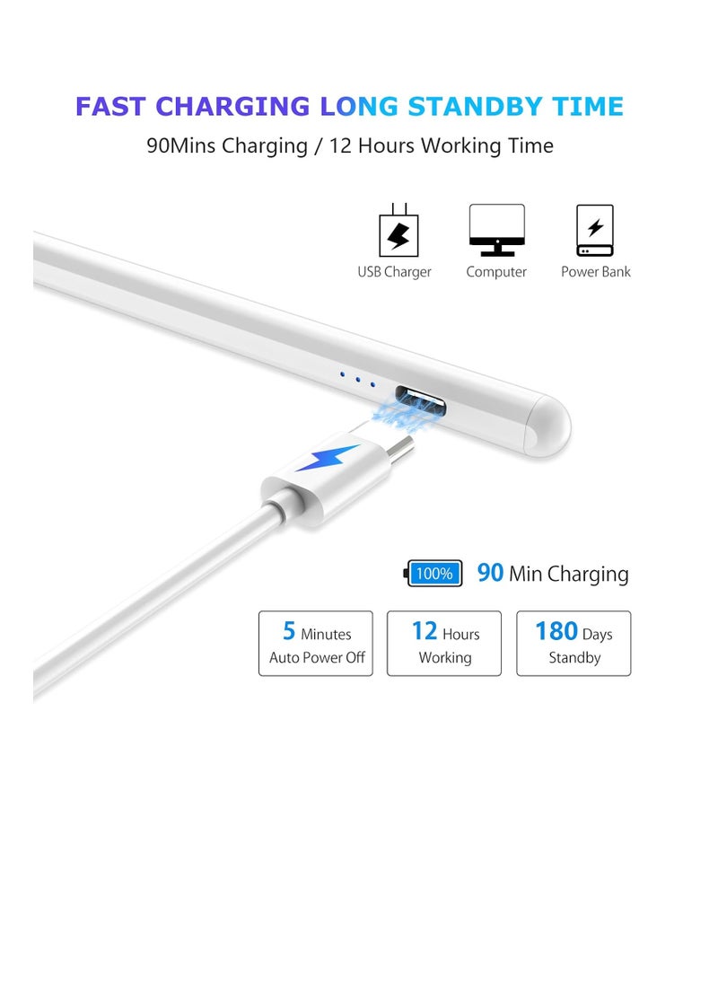 Generic - Dual Tips Capacitive Stylus Pen with Palm Rejection for Android Touch Screens with Palm Rejection Compatible with Samsung/Huawei/Tablet/Mobile, White - Image 1