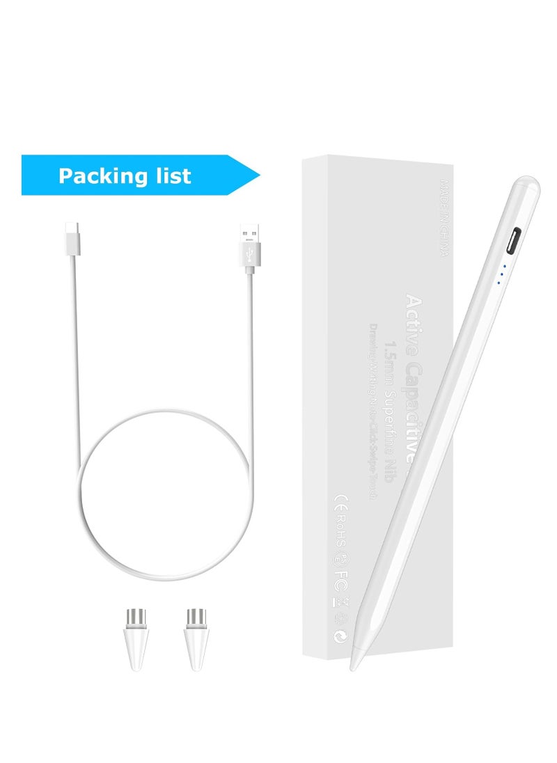 Generic - Dual Tips Capacitive Stylus Pen with Palm Rejection for Android Touch Screens with Palm Rejection Compatible with Samsung/Huawei/Tablet/Mobile, White - Image 1