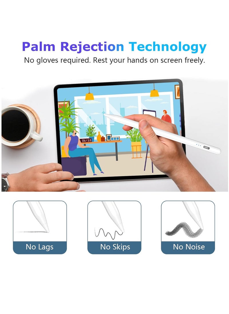 Generic - Dual Tips Capacitive Stylus Pen with Palm Rejection for Android Touch Screens with Palm Rejection Compatible with Samsung/Huawei/Tablet/Mobile, White - Image 1