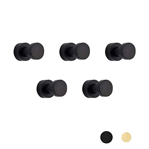 BVL Black Robe Hook Brass Small Towel Hook for Bathoom with Glue - Image 1