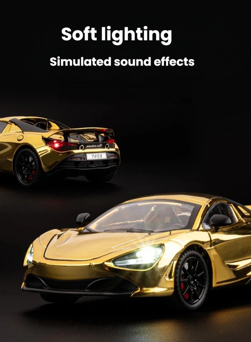 1:24 McLaren Alloy Diecast Model Car Pull Back Function Convertible Roof Partial Lights Up Gift for Kids and Collectors - Image 3