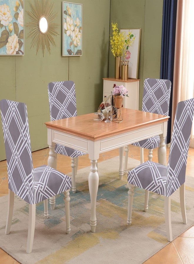 Sufdari Chair Covers,Stretch Dining Room Chair Cover,Soft Parsons Chair Slipcover,Spandex Removable Seat Covers for Kitchen Chairs-Gray Diamond,Set of 4 - Image 2