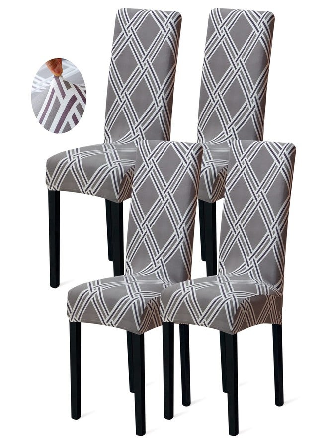 Sufdari Chair Covers,Stretch Dining Room Chair Cover,Soft Parsons Chair Slipcover,Spandex Removable Seat Covers for Kitchen Chairs-Gray Diamond,Set of 4 - Image 1