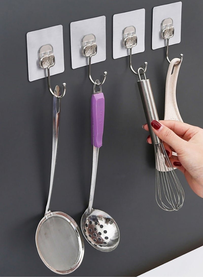 Jingke Hooks Heavy Duty Wall Hooks 15 lbs (Max) Stick-On Hooks for Hanging Bathroom Kitchen 10 Pack - Image 5