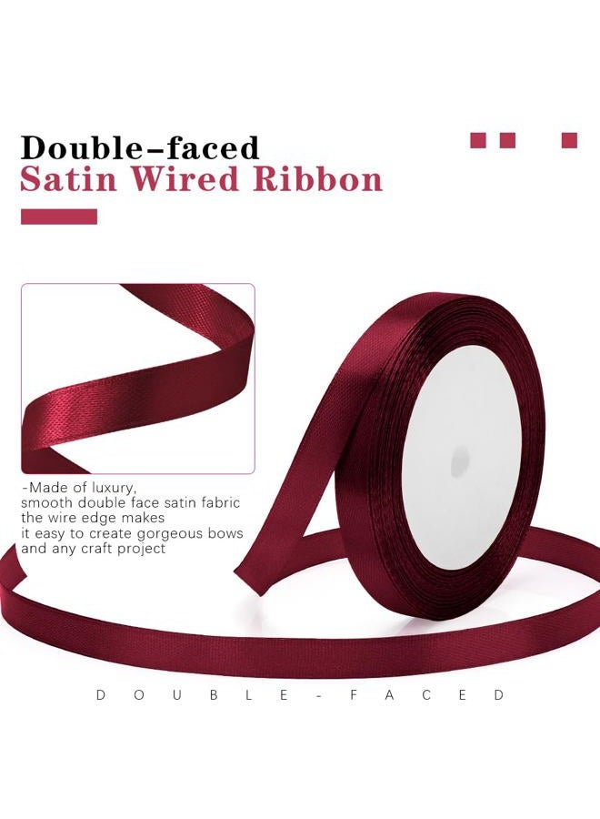 STARKET Burgundy Ribbon for Gift Wrapping, 3/8 in 25 Yards Dark Red Ribon, Maroon Ribbon, Red Ribon for Christmas Tree, Wine Red for Crafts, Burgundy Satin Wedding - Image 3