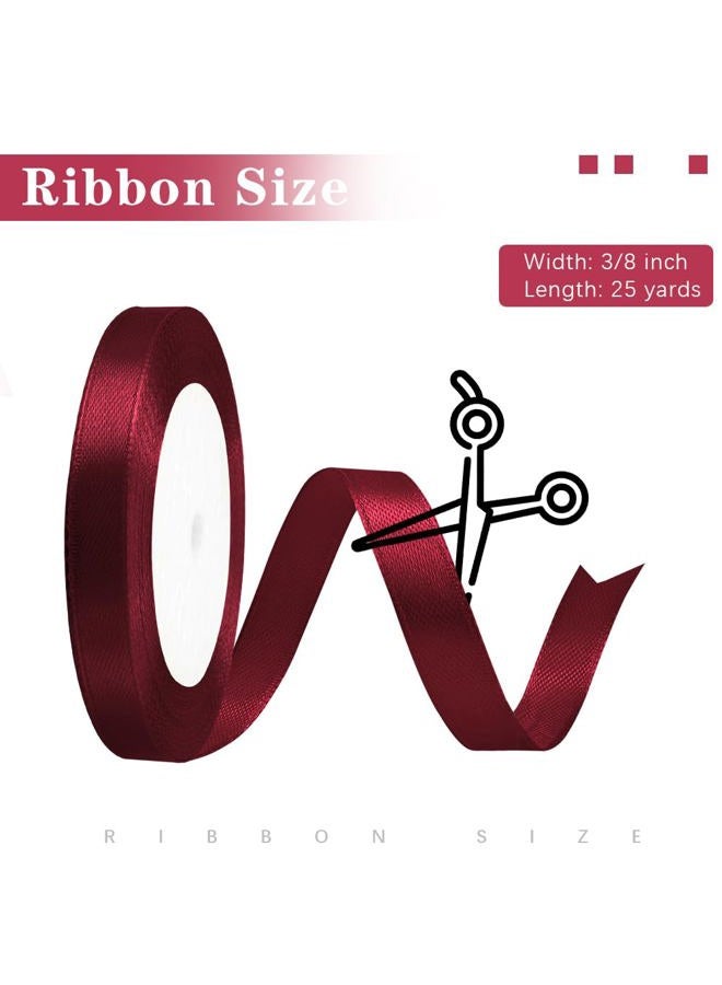 STARKET Burgundy Ribbon for Gift Wrapping, 3/8 in 25 Yards Dark Red Ribon, Maroon Ribbon, Red Ribon for Christmas Tree, Wine Red for Crafts, Burgundy Satin Wedding - Image 2
