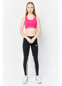 Adidas Women Brand Logo Padded Training Sports Bra, Dark Pink  - Image 2