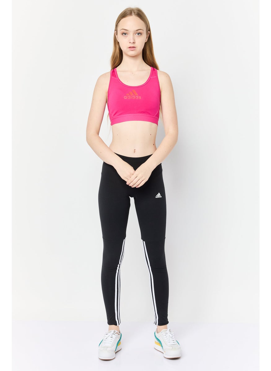 Adidas Women Brand Logo Padded Training Sports Bra, Dark Pink  - Image 2