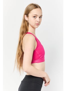 Adidas Women Brand Logo Padded Training Sports Bra, Dark Pink  - Image 3