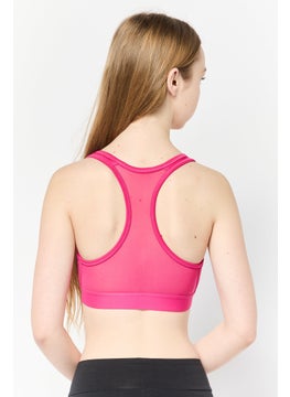 Adidas Women Brand Logo Padded Training Sports Bra, Dark Pink  - Image 4