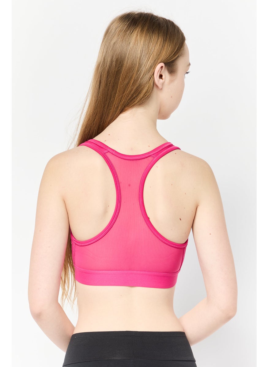 Adidas Women Brand Logo Padded Training Sports Bra, Dark Pink  - Image 4