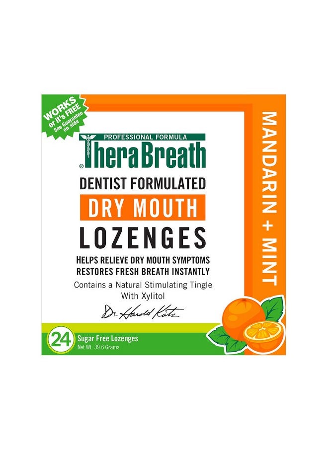 TheraBreath TheraBreath Dry Mouth Dentist Formulated Sugar-Free Lozenges, Mandarin Mint, 24 Count  - Image 1