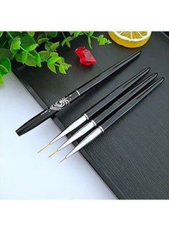 FULINJOY Nail Art Liner Brushes, 7mm/9mm/11mm UV Gel Painting Nail Art Design Brush Metal Handle Nail Drawing Pens (3PCS, Black)  - Image 3