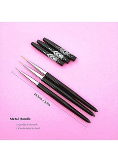 FULINJOY Nail Art Liner Brushes, 7mm/9mm/11mm UV Gel Painting Nail Art Design Brush Metal Handle Nail Drawing Pens (3PCS, Black)  - Image 4