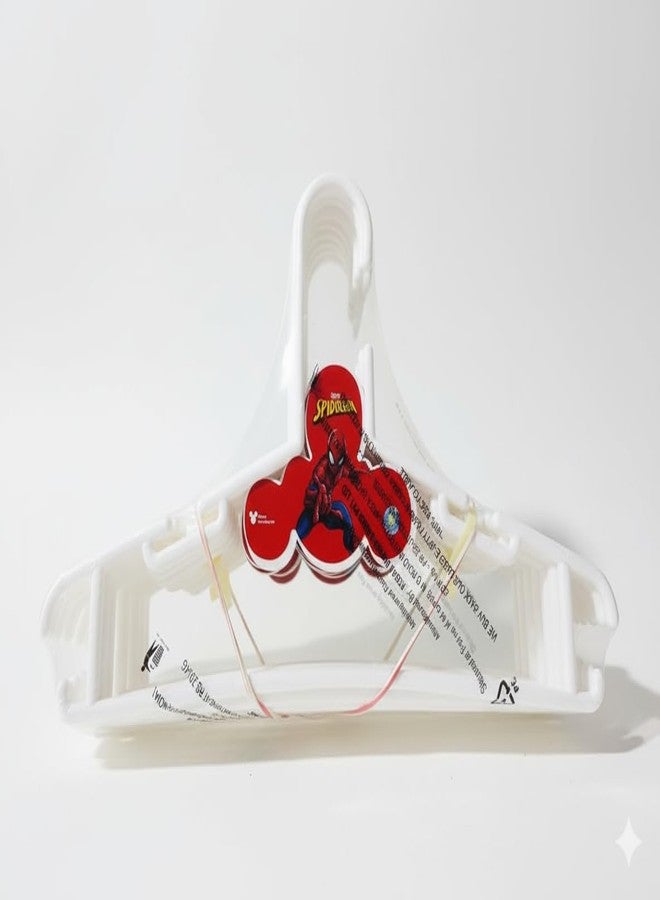 Gluman Kids Hanger | Plastic Baby Clothes Hanger | Hanger for Wardrobe | Kids Hangers for Clothes | Hanger for Clothes | Disney Spiderman Cria Kids Hangers | 12 Piece | White - Image 1