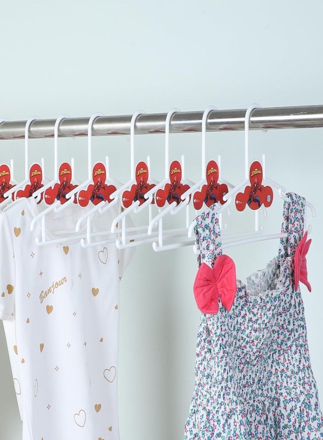 Gluman Kids Hanger | Plastic Baby Clothes Hanger | Hanger for Wardrobe | Kids Hangers for Clothes | Hanger for Clothes | Disney Spiderman Cria Kids Hangers | 12 Piece | White - Image 3