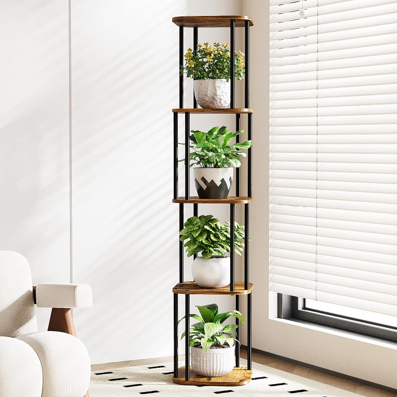 Bamworld Tall Plant Stand Indoor, Corner Plant Shelf for Multiple Plants, 5 Tier Metal Flower Pot Stands for Patio Garden Balcony Living Room Bedroom - Image 1