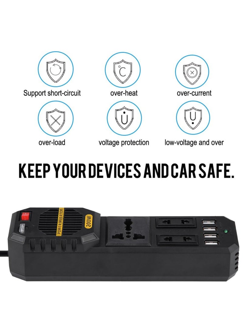 BYGD 200W Car Inverter DC 12V to AC 220V Adapter Charger Socket Auto Power Converter USB Mobile Phone Fast Charging Vehicle Inverter - Image 5