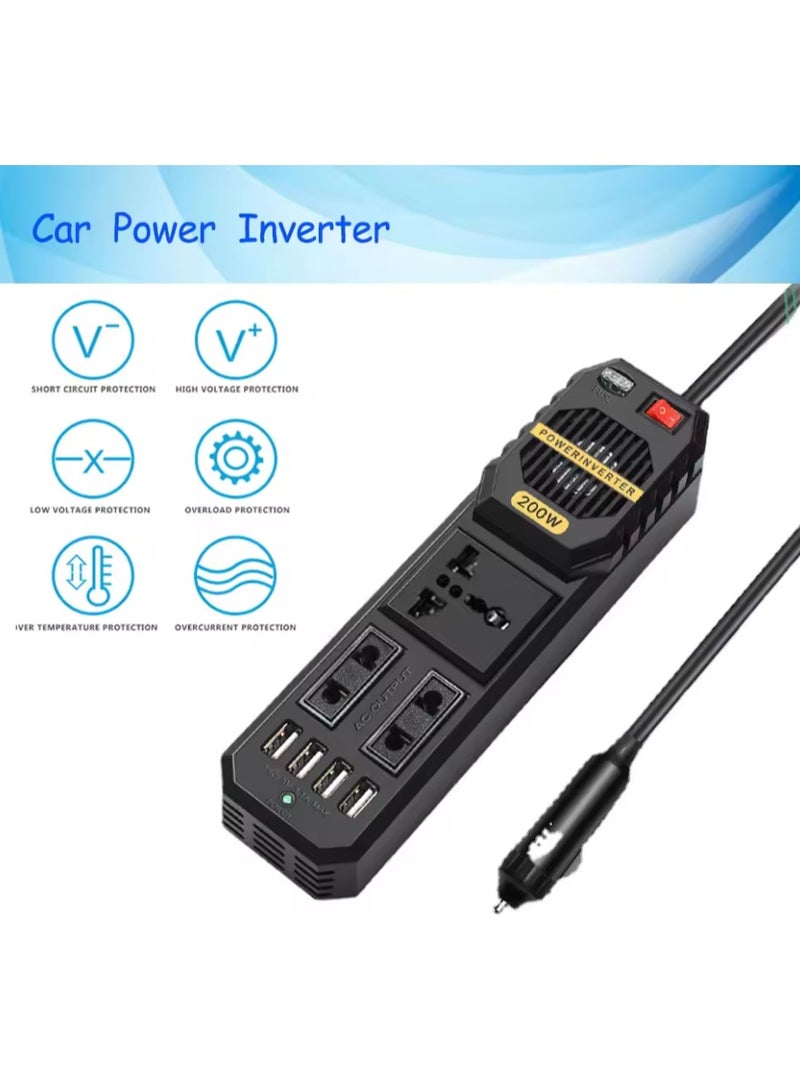 BYGD 200W Car Inverter DC 12V to AC 220V Adapter Charger Socket Auto Power Converter USB Mobile Phone Fast Charging Vehicle Inverter - Image 1