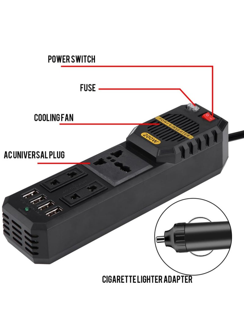 BYGD 200W Car Inverter DC 12V to AC 220V Adapter Charger Socket Auto Power Converter USB Mobile Phone Fast Charging Vehicle Inverter - Image 4