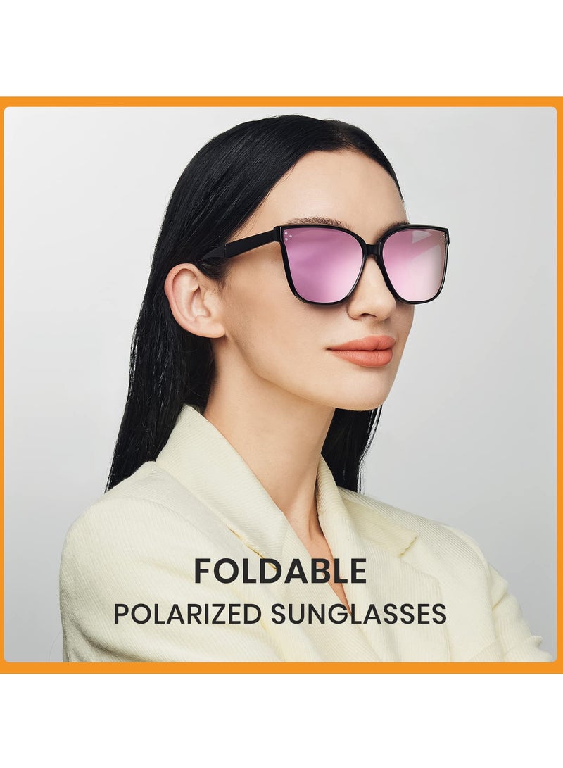 Zikra Folding Sunglasses for Women, Polarized Sunglasses Portable Ultralight Sunglasses UV 400 Vintage Sunglasses - Image 2