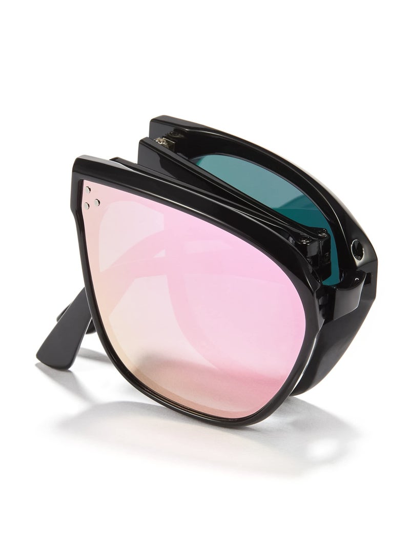 Zikra Folding Sunglasses for Women, Polarized Sunglasses Portable Ultralight Sunglasses UV 400 Vintage Sunglasses - Image 1