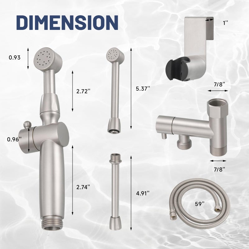 Green Spring Greenspring Brushed Nickel Handheld Bidet Sprayer Attachment for Toilet Brass Cloth Diaper Sprayer Bidets for Attachment Toilet with Adjustable Length Spray Heads - Image 2