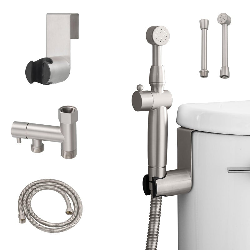 Green Spring Greenspring Brushed Nickel Handheld Bidet Sprayer Attachment for Toilet Brass Cloth Diaper Sprayer Bidets for Attachment Toilet with Adjustable Length Spray Heads - Image 1