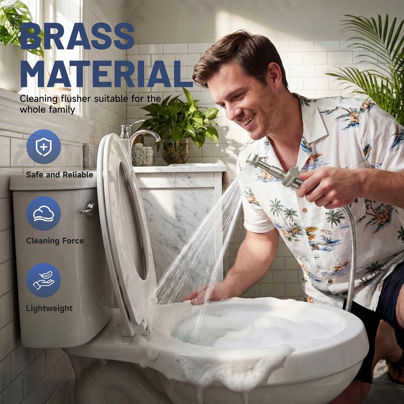 Green Spring Greenspring Brushed Nickel Handheld Bidet Sprayer Attachment for Toilet Brass Cloth Diaper Sprayer Bidets for Attachment Toilet with Adjustable Length Spray Heads - Image 3