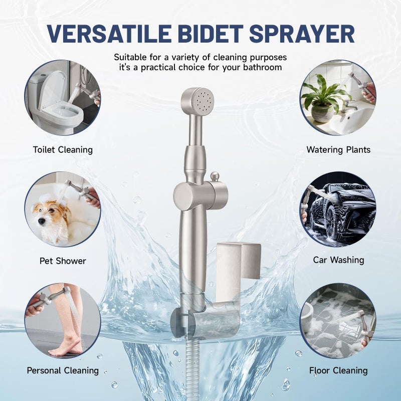 Green Spring Greenspring Brushed Nickel Handheld Bidet Sprayer Attachment for Toilet Brass Cloth Diaper Sprayer Bidets for Attachment Toilet with Adjustable Length Spray Heads - Image 4