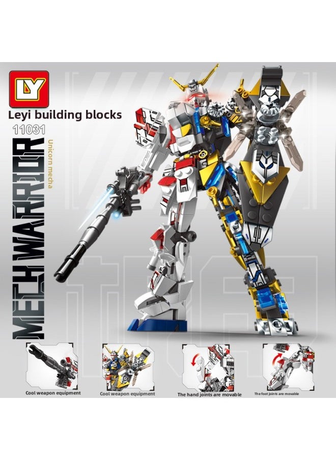 Generic - Compatible With Lego Mecha Gundam Semi-mechanical Model Puzzle Assembled Small Particles Children Toy Ornaments Gift-Color:11031 Unicorn Mecha [736 Particles]] - Image 1