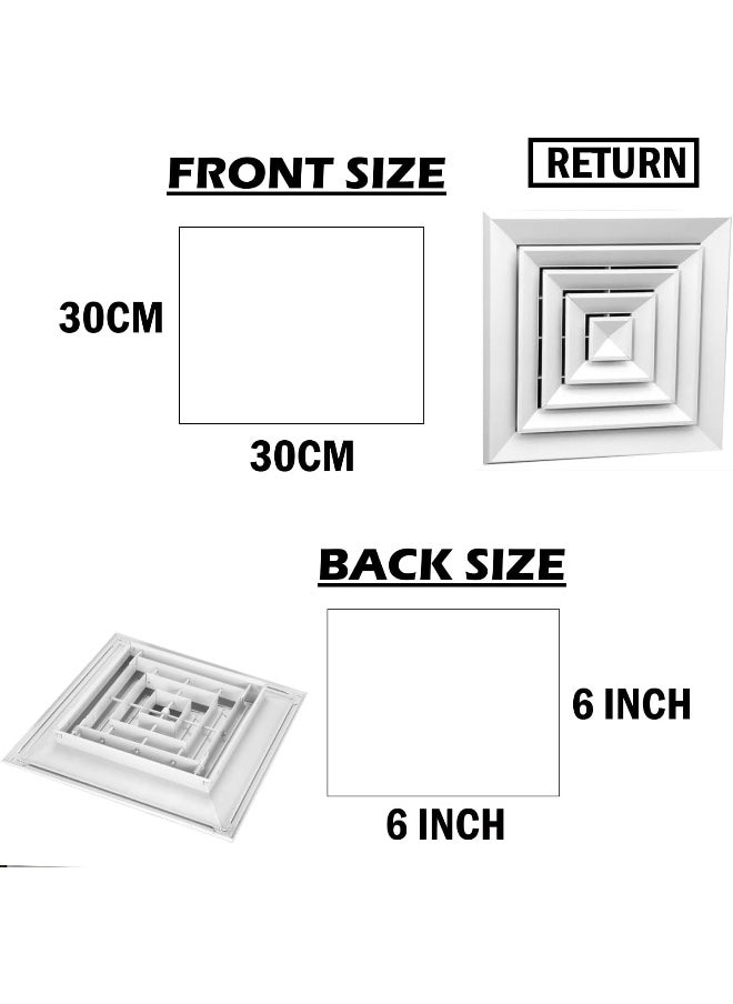 Biella Aluminum Air Supply And Return Diffusers Square Ceiling Ventilation Solutions For Studios, Hospitals, Theaters, Classrooms, And Office (Return (6 Inch X 6 Inch))  - Image 2