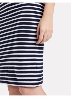 Miss Chase Miss Chase Women's Comfortable Sleeveless Striped Midi Bodycon Dress with Zipper | 3 Colors(MCSS17D07-87-21-04,Navy and White,Medium)  - Image 5