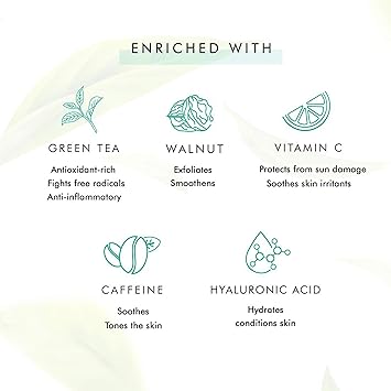 MCaffeine mCaffeine Naked Detox Green Tea Face Scrub Walnut Granules for Pore Cleaning Revitalizes Skin and Removes Dirt and Impurities 100 g  - Image 3