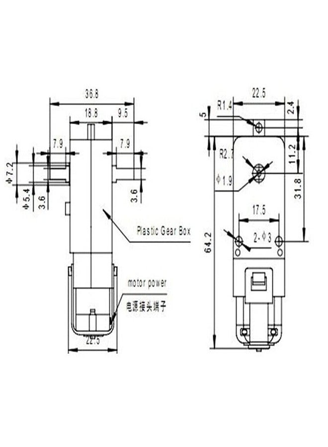 أن.سي مجموعة من 4 محركات علبة تروس تيار مستمر من ShangHJ، محرك TT، 200 دورة في الدقيقة، عجلة إطار تيار مستمر 3-6 فولت، موصل ذكر 1:48 مع لوحة تحكم محرك L298N واحدة لسيارة Arduino Micro:bit الذكية - Image 3