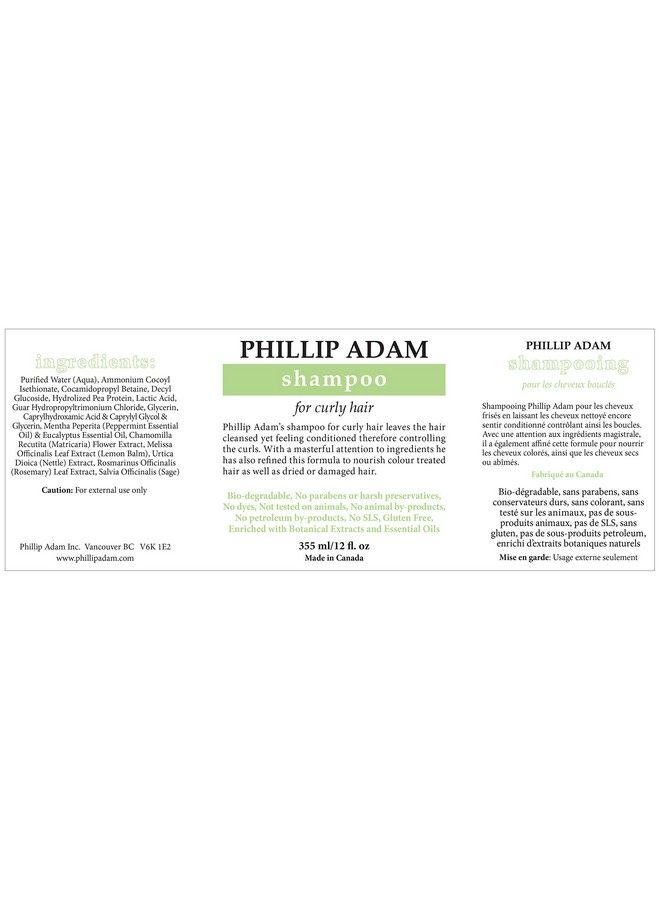 PHILLIP ADAM Curly Hair Shampoo 355 Ml - Image 3
