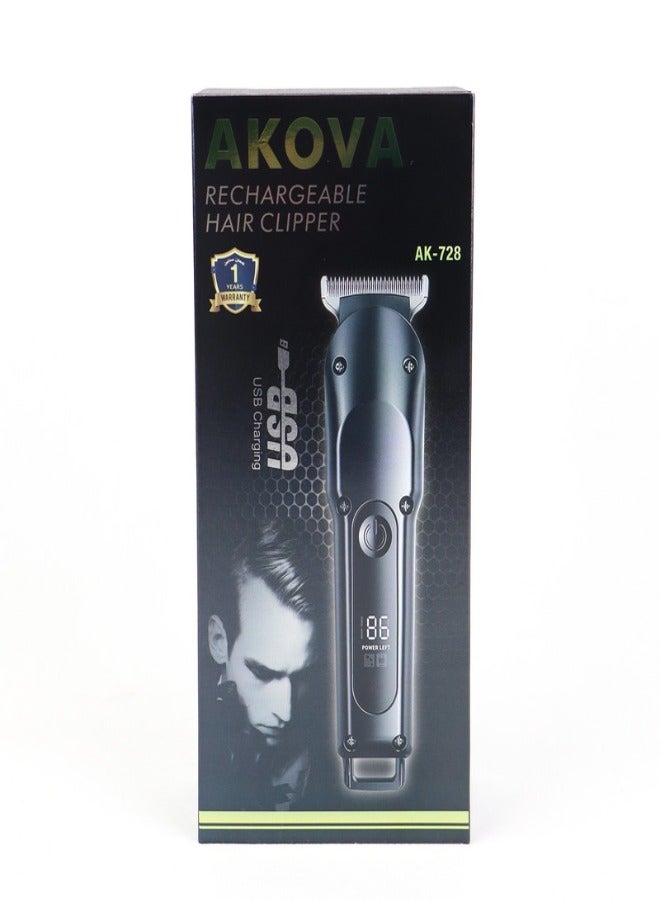 Akova professional rechargeable hair clipper for men,black - Image 2
