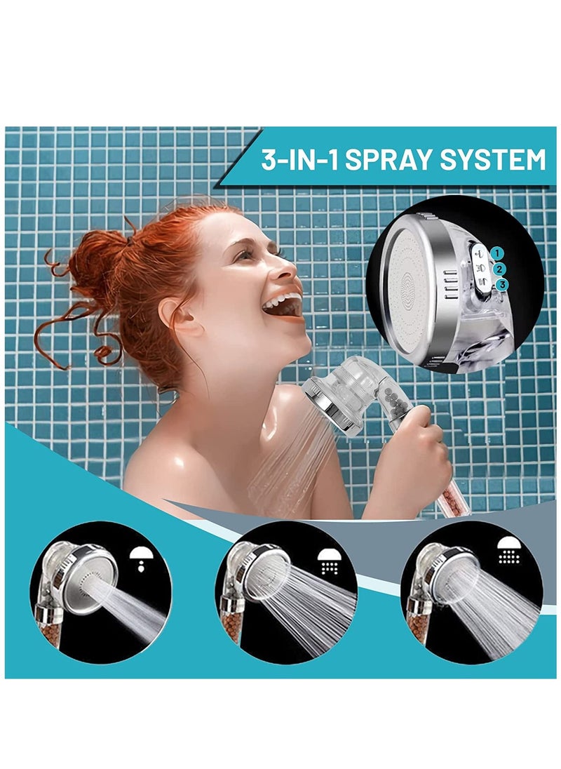 SHOWAY - 3 Modes Settings Detachable Filter Shower Head With Replaceable Mineral Balls - Image 1