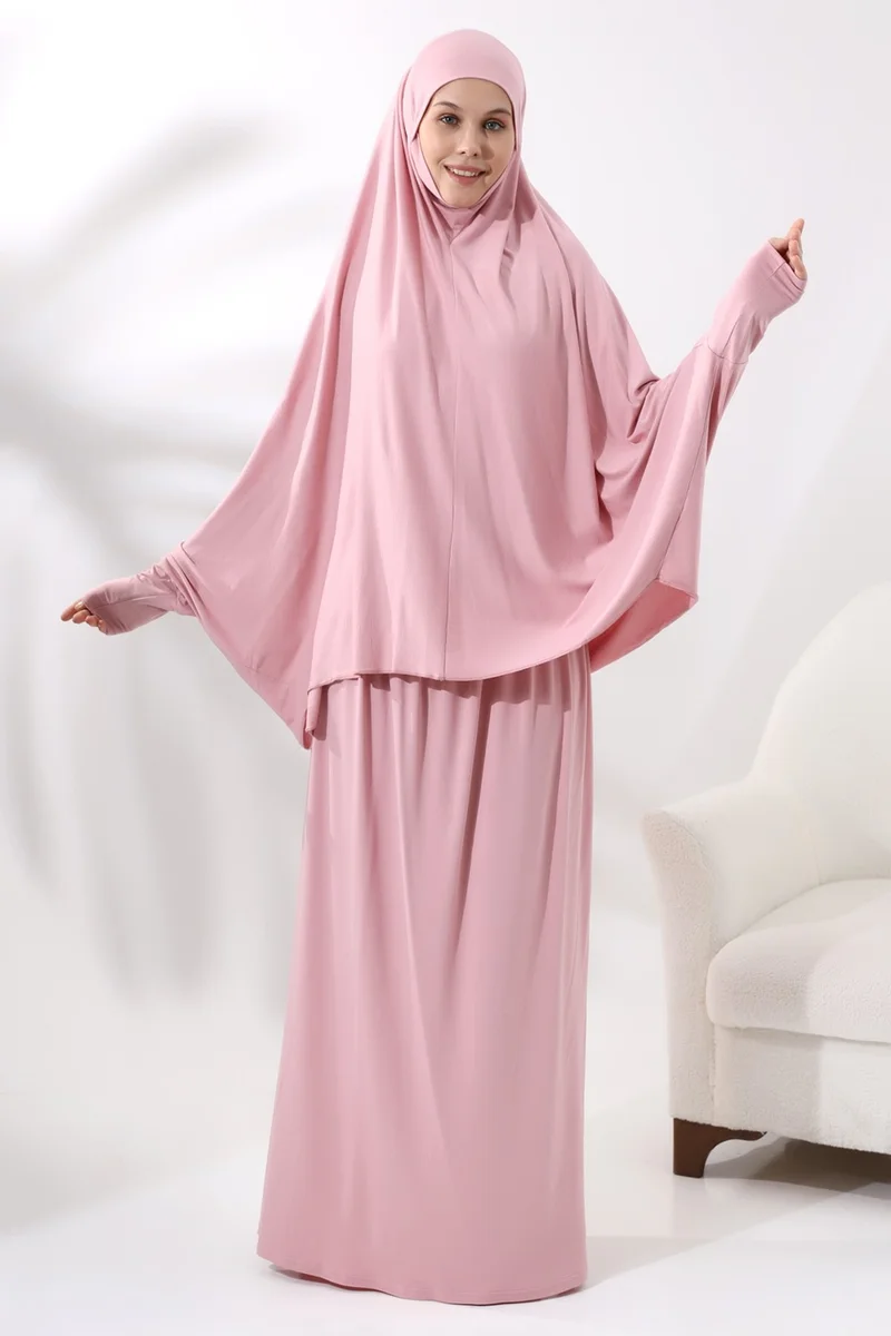 İhvan Online Two Piece Prayer Dress 8016 Pink