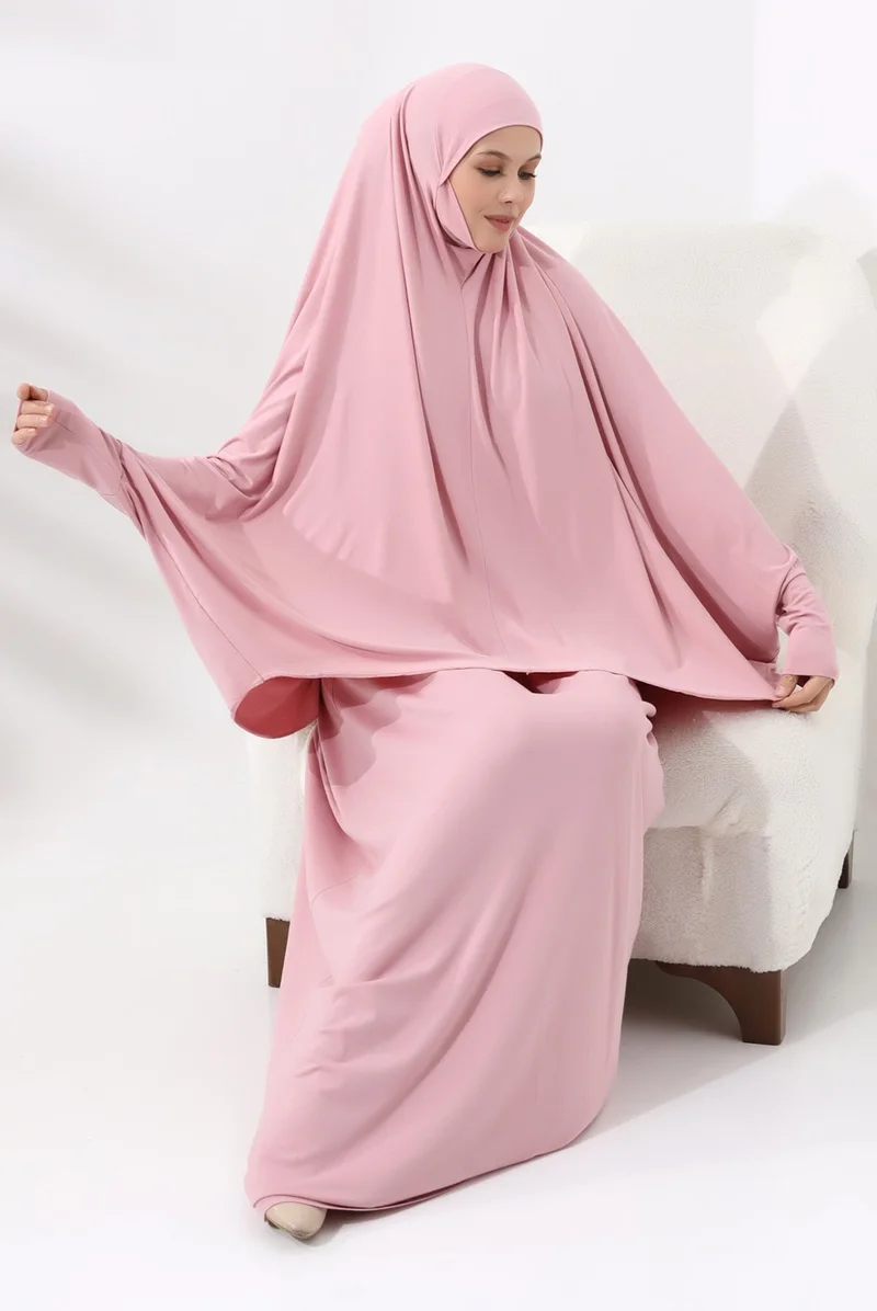 İhvan Online Two Piece Prayer Dress 8016 Pink
