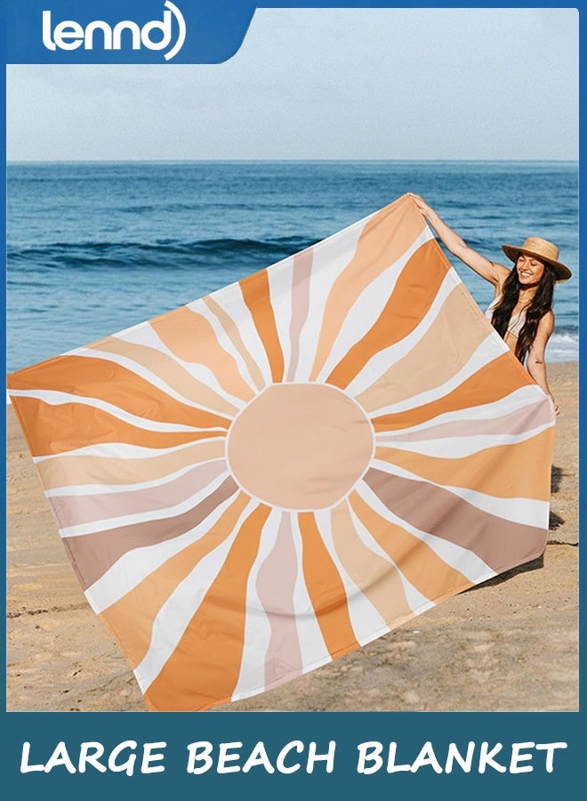 LENND Beach Blanket Waterproof Sandproof, Extra-Large Picnic Blankets with Stakes & Travel Bag, Lightweight, Quick-Dry, Compact Beach Mat for Outdoors, Camping, Beach, Trips – Summer Vacation Essentials - Image 4