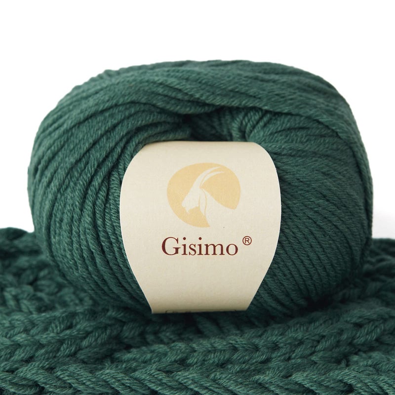 GISIMO 100% Merino Wool Yarn, 6-Ply Luxurious and Soft Yarn for Hand Knitting & Crocheting, 1.76 OZ/50g, 127 yds/116 Meters (Green, 1 Ball) - Image 1