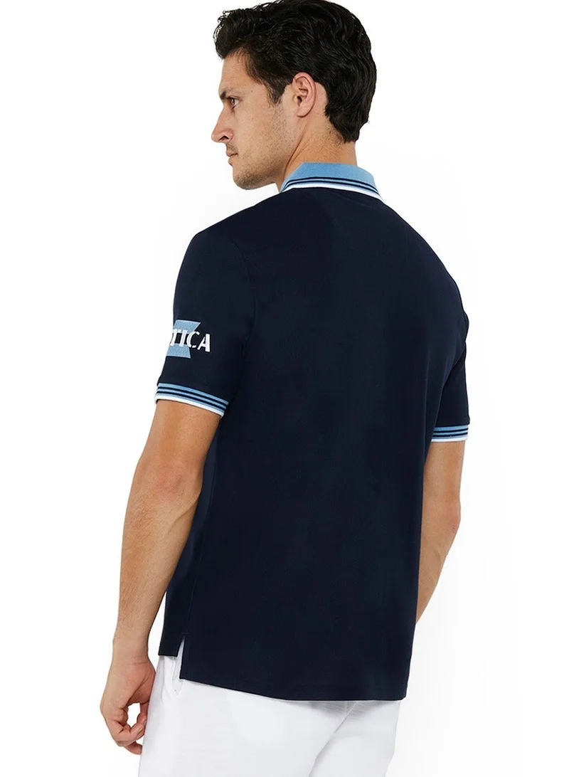 NAUTICA Dark Navy Essential Regular Fit Cotton Blend Logo Polo Shirt for Men | Best Price UAE