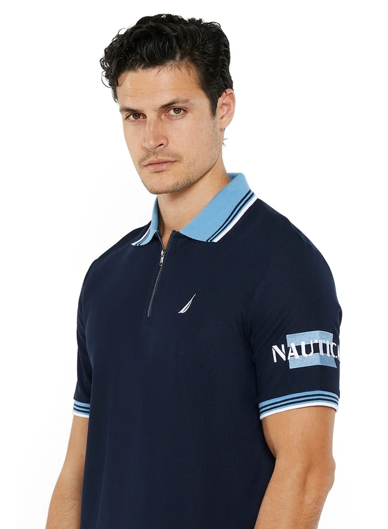 NAUTICA Dark Navy Essential Regular Fit Cotton Blend Logo Polo Shirt for Men | Best Price UAE