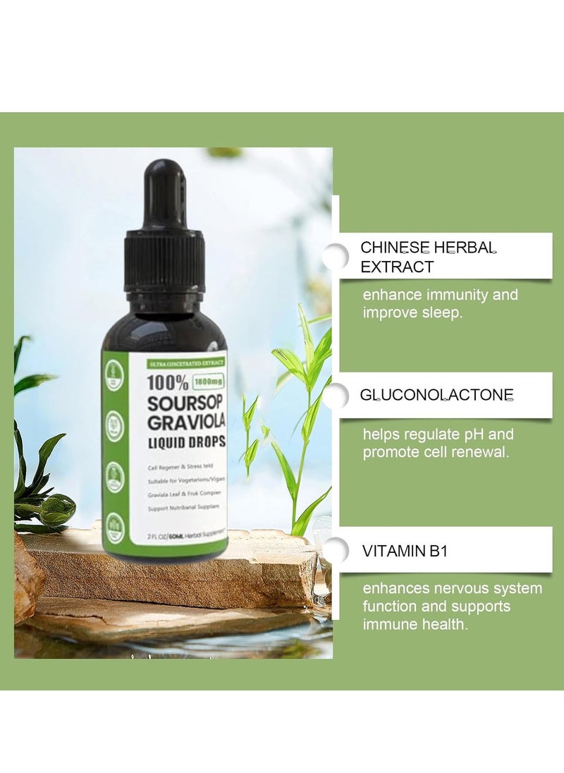 SOUTH MOON 100% Pure Organic Soursop Extract, Soursop Bitters Liquid Drops, Soursop Graviola Liquid Drop Immune Boost, Relax, Liver and Sleep, Sugar, Gluten Free, Natural Flavor, 2 Fl Oz, 60 ml  - Image 4