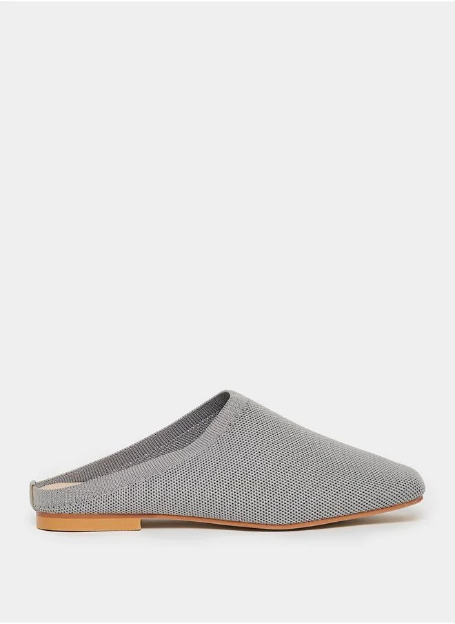 Styli Textured Knit Square Toe Mules