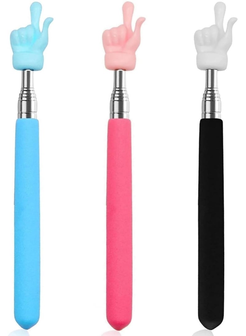 jaexest 3-Pack Telescopic Teacher Pointer Sticks, 17-55cm Extendable Hand Pointer with Finger Design, Retractable Classroom Pointer for Whiteboard, School Teaching & Kindergarten Supplies - Image 1