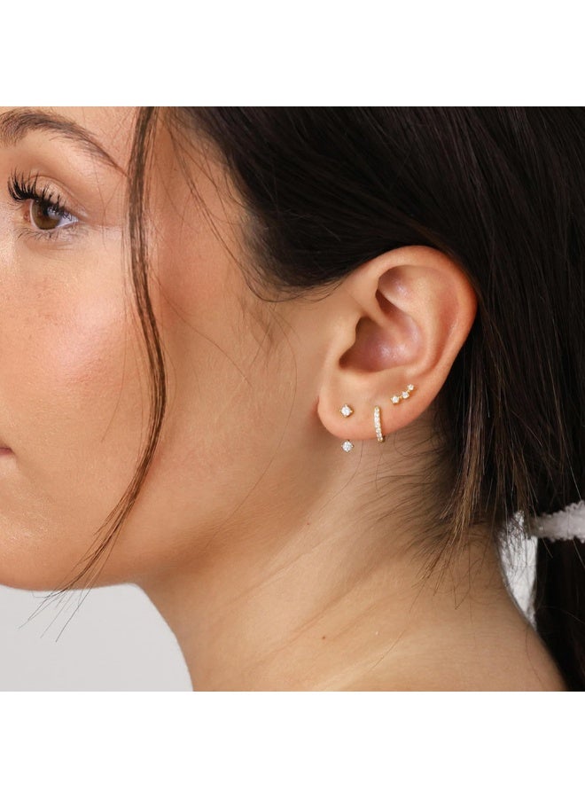 Dainty Gold Earrings Set For Women, 14K Gold Plated Hypoallergenic Earring,Trendy And Cute Earrings Stacks For Sensitive Ears, Huggie Hoop Earrings For Multiple Piercings (3 Pairs Set) - Image 3