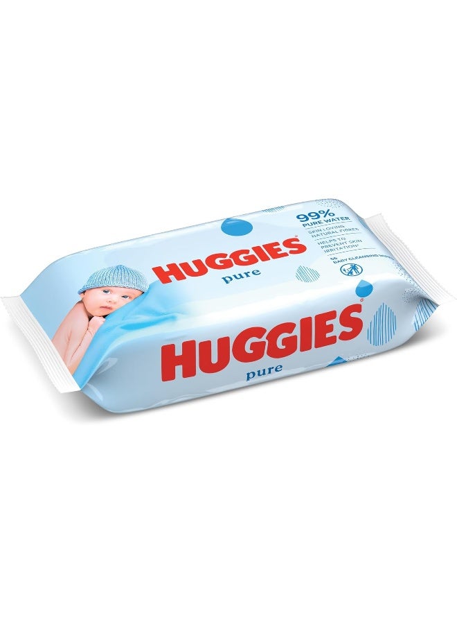 Huggies Pure Baby Wipes, 99% Pure Water Wipes, 3 Pack x 56 Wipes (168 Wipes) - Image 2