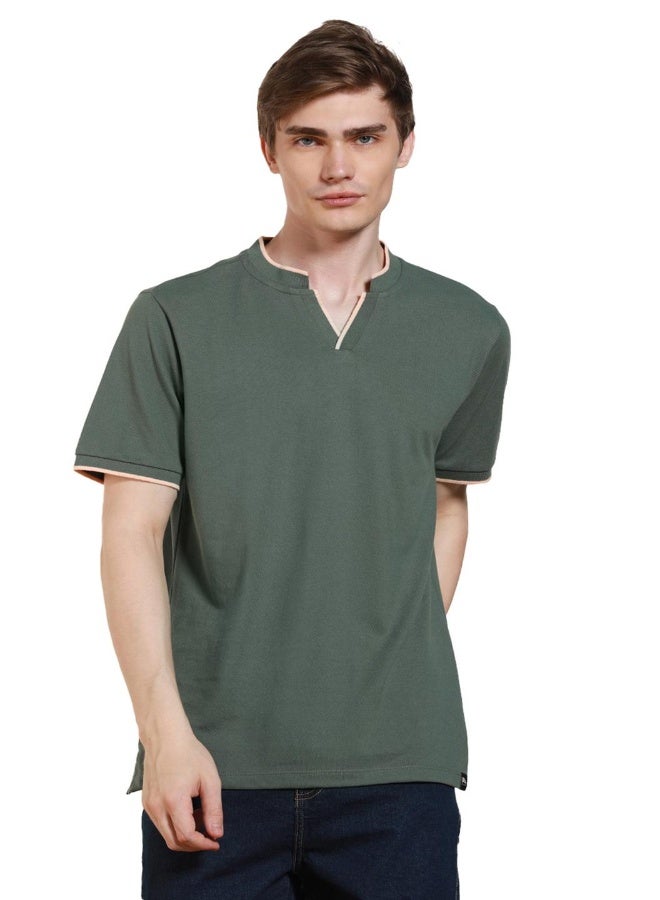Dennis Lingo Regular Fit Sage Green Cotton-Poly T-Shirt – Modern and Comfortable - Image 1